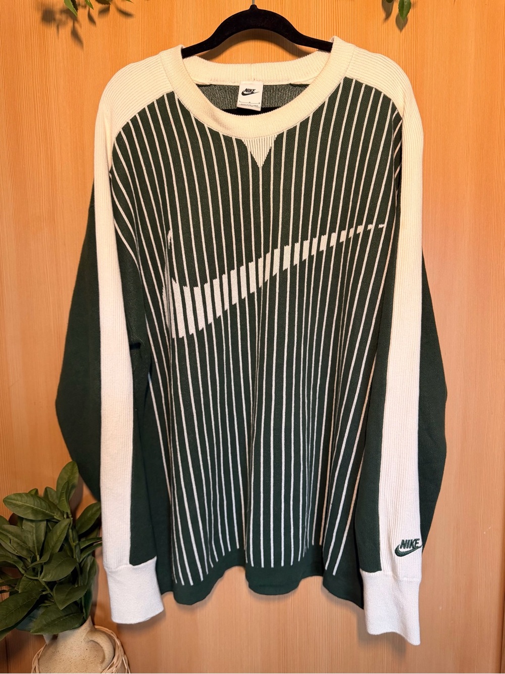 Nike Vintage Style Crewneck Sweater with White Swoosh & Panels